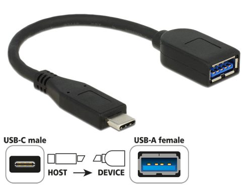 DeLock Adapter SuperSpeed USB 10Gbps USB Type-C male > USB Type-A female 10cm Black