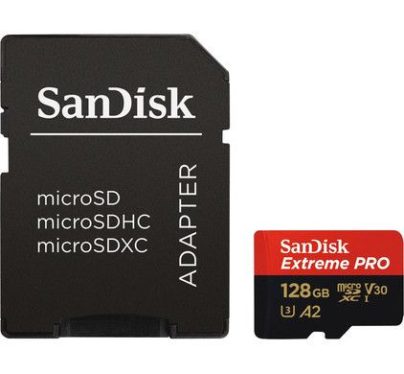Sandisk 128GB microSDXC Extreme Pro UHS-I A2 C10 V30 + adapterrel