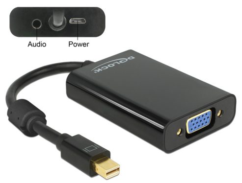 DeLock Adapter mini Displayport 1.1 male > VGA female + Audio + Power Black