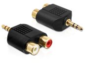   DeLock Adapter Audio Stereo plug 3.5 mm 3 pin > 2 x RCA jack Black