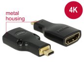   DeLock Adapter High Speed HDMI with Ethernet – HDMI Micro-D male > HDMI-A female 4K Black