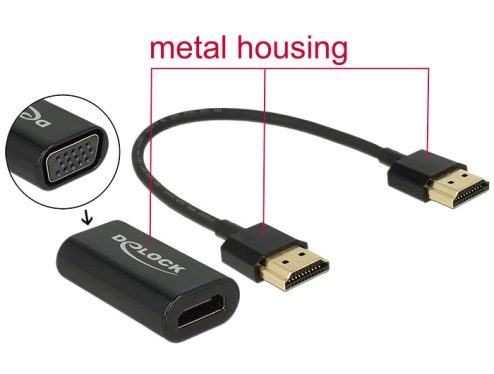 DeLock Adapter HDMI-A male > VGA female Metal Housing with 15cm cable