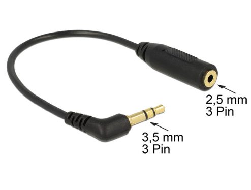 DeLock Audio Cable Stereo jack 3,5 mm 3 pin male angled > Stereo jack 2,5 mm 3 pin female DeLock Audio Cable Stereo jack 3,5 mm 3 pin male angled > Stereo jack 2,5 mm 3 pin female