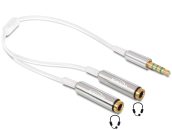   DeLock Cable audio splitter stereo jack male 3.5mm 4 pin > 2x stereo jack female 3.5mm 4 pin 25cm