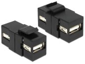   DeLock Keystone module USB 2.0 A female > USB 2.0 A female Black