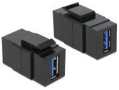   DeLock Keystone module USB 3.0 A female > USB 3.0 A female Black