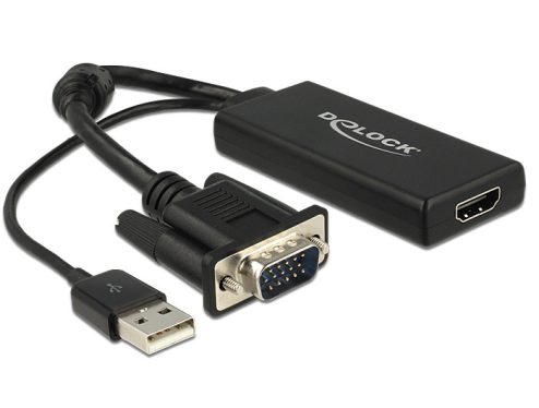 DeLock VGA to HDMI Adapter with Audio Black