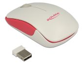   DeLock Optical 3-button mini mouse 2.4 GHz wireless White/Red