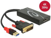   DeLock DVI-D (Dual Link) (24+1) male > Displayport 1.2 female Adapter Black