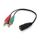   Gembird 3.5mm 4-pin socket to 2x3.5mm stereo plug adapter cable Black
