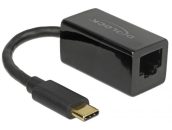   DeLock SuperSpeed USB (USB 3.1 Gen 1) with USB Type-C™ male > Gigabit LAN 10/100/1000 Mbps compact Black Adapter