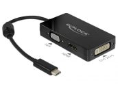 DeLock USB Type-C to VGA/HDMI/DVI adapter Black