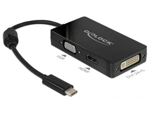 DeLock USB Type-C to VGA/HDMI/DVI adapter Black