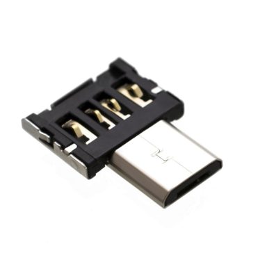 FIXED miniatűr micro USB adapter OTG (On-The-Go) funkcióval, tok, USB 2.0, fekete