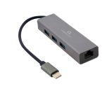   Gembird USB-C Gigabit network adapter with 3-port USB 3.1 hub Grey