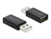   DeLock USB 2.0 Adapter Type-A male to Type-A female Data Blocker Black