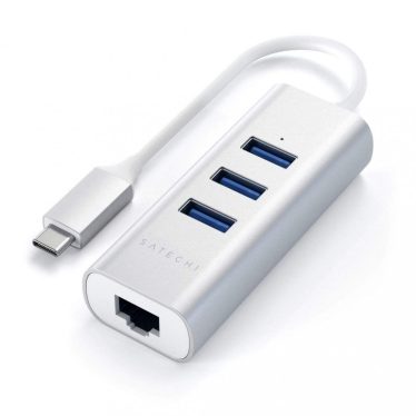 Satechi Type-C 2-in-1 USB Hub with Ethernet Silver