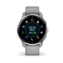   Garmin Venu 2 Plus Silver Stainless Steel Bezel With Powder Grey Case And Silicone Band