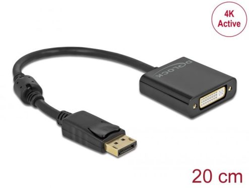 DeLock Displayport 1.2 male > DVI-I (Dual Link) (24+5) female 4K Active Adapter Black DeLock Displayport 1.2 male > DVI-I (Dual Link) (24+5) female 4K Active Adapter Black