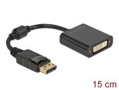   DeLock DisplayPort 1.1 male to DVI-I (Dual Link) (24+5) female Passive Adapter 0,15m Black