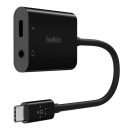 Belkin RockStar 3.5mm Audio + USB-C Charge Adapter Black