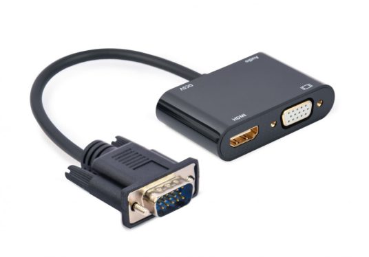 Gembird A-VGA-HDMI-02 VGA to HDMI + VGA adapter cable 0,15m Black