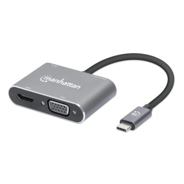 Manhattan USB-C to HDMI & VGA 4-in-1 Docking Converter with Power Delivery Space Gray Manhattan USB-C to HDMI & VGA 4-in-1 Docking Converter with Power Delivery Space Gray