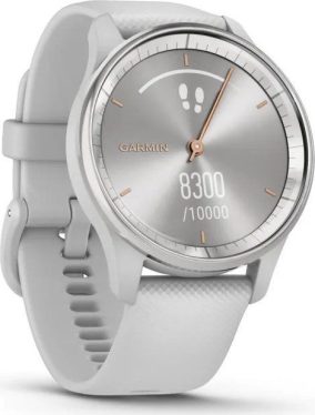 Garmin Vivomove Trend Silver Stainless Steel Bezel with Mist Gray Case and Silicone Band