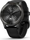   Garmin Vivomove Trend Slate Stainless Steel Bezel with Black Case and Silicone Band
