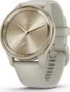  Garmin Vivomove Trend Cream Gold Stainless Steel Bezel with French Gray Case and Silicone Band