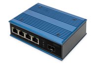   Digitus DN-651131 4-Port 10/100Base-TX to 100Base-FX Industrial Ethernet Switch Blue