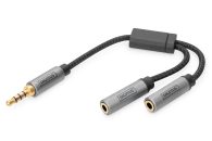   Digitus DB-510320-002-S Audio Headset Adapter 3.5mm jack to 2x 3.5mm socket Black