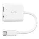 Belkin RockStar 3.5mm Audio + USB-C Charge Adapter White