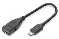 Digitus USB Type-C adapter cable male/famale 0,15m Black