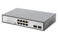   Digitus 8-Port Gigabit PoE Switch 19 Zoll Unmanaged 2 Uplinks Silver