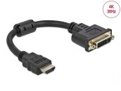   DeLock Adapter HDMI male to DVI 24+5 female 4K 30Hz 0,2m Black