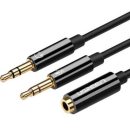   UGREEN 20898 2x3,5mm jack male-1x3,5mm jack famale adapter cable 0,2m Black