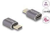   DeLock USB Adapter 40 Gbps USB Type-C PD 3.0 100 W male to female port saver 8K 60Hz metal Grey