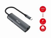   EQuip USB-C to RJ45 Gigabit Network + 100W USB PD Adapter Grey