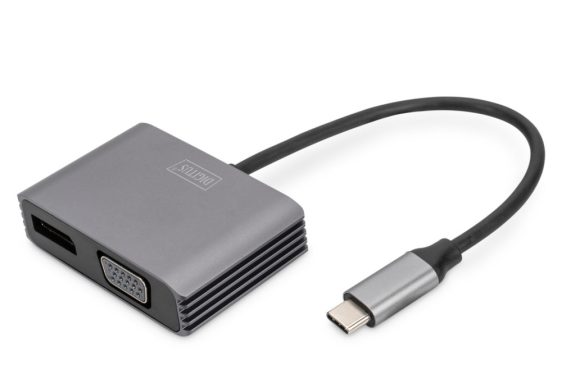 Digitus USB Type-C 4K 2-in-1 DisplayPort + VGA Graphics Adapter Silver