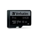 Verbatim 64GB MicroSDXC Pro U3 Class 10 + adapterrel