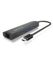   Raidsonic IcyBox IB-HUB1406-C 3-portos USB3.0HUB with LAN Black