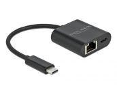   DeLock USB Type-C Adapter to Gigabit LAN 10/100/1000 Mbps with Power Delivery port Black