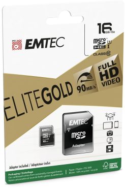 Emtec 16GB microSDHC Elite Gold Class 10 UHS-I U1 + adapterrel Emtec 16GB microSDHC Elite Gold Class 10 UHS-I U1 + adapterrel