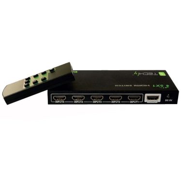TECHLY  5 IN 1 OUT HDMI Switch with Remote Control