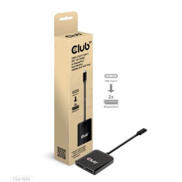 Club3D USB3.2 Gen2 Type-C(DP Alt-Mode) to DisplayPort Dual Monitor 4K60Hz M/F MST hub