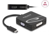   DeLock USB Type-C adapter for a VGA, DVI, HDMI or DisplayPort monitor Black