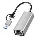 Logilink USB-A/-C to 2,5G Ethernet adapter Grey
