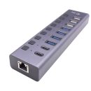  I-TEC USB-A/USB-C Charging HUB 9port with LAN + Power Adapter 60W