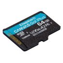   Kingston 64GB microSDXC Canvas Go Plus Gen4 Class 10 UHS-I U3 + adaper nélkül